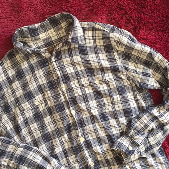 Siegfried Vintage navy white plaid button up shirt - Picture 2 of 8